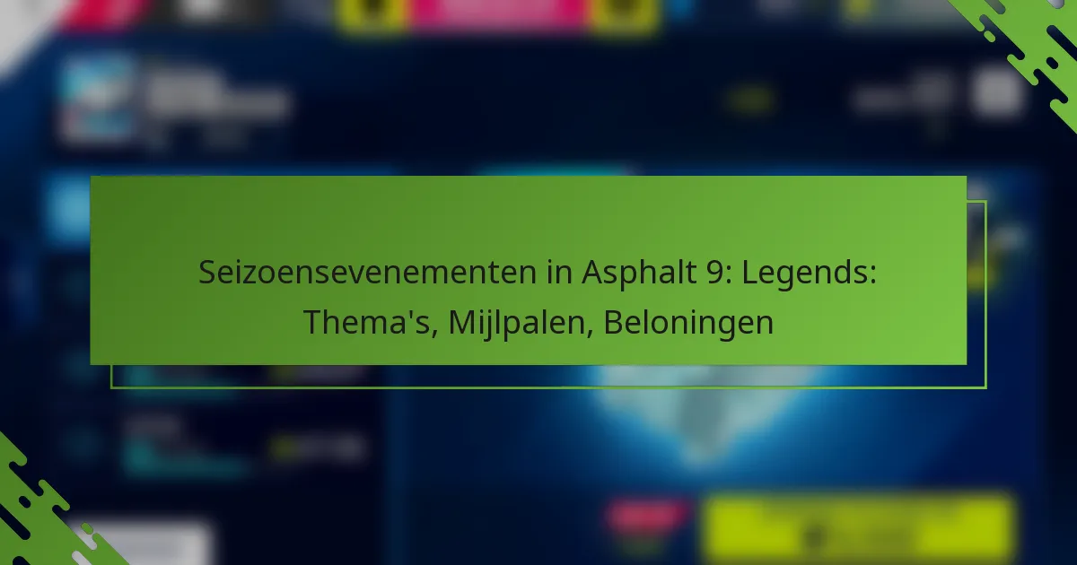 Seizoensevenementen in Asphalt 9: Legends: Thema’s, Mijlpalen, Beloningen